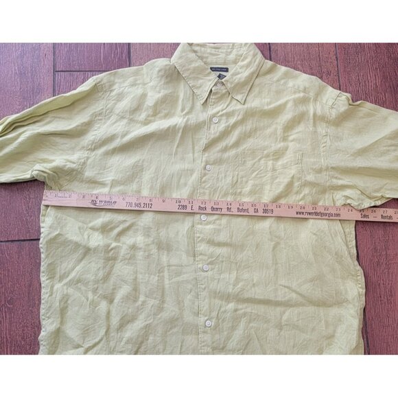 Vtg Y2K 2001 Banana Republic Mens Large Irish Linen Collared Button Shirt Green - Picture 5 of 7